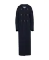 Prada Hooded Wool Coat In Blue