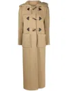 Prada Hooded Wool Coat In Khaki