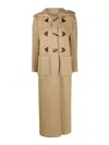 Prada Hooded Wool Coat In Light Brown