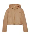 Prada Lightweight Cashgora Blouson Jacket In Camel Brown