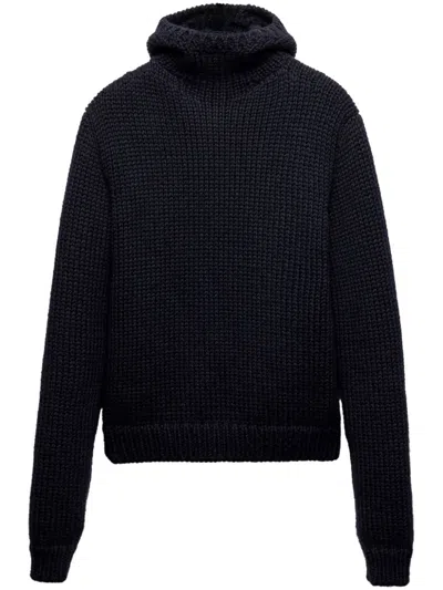 Prada Wool Turtleneck Sweatshirt In Blue