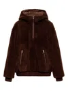 Prada Mens Brown Hooded Borg Wool-blend Jacket Xl In Brown