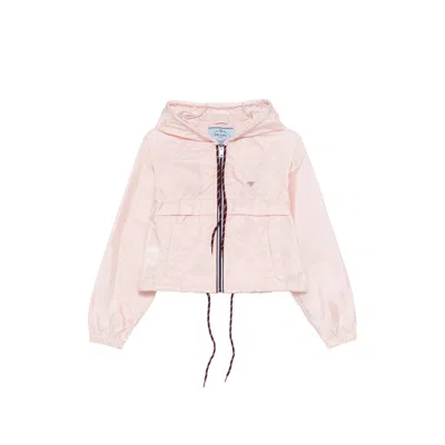 Prada Hooded Zipped Jacket In Pink