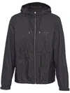 Prada Hooded Zipper Re-nylon Jacket In Black