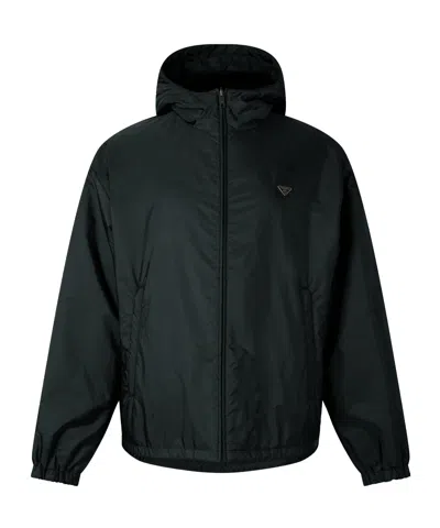 Prada Hooded Zip-up Windbreaker In Blue