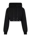 Prada Stretch Cotton Blend Sweater With Cropped Length And Hood In Black
