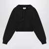 Prada Triangle Logo Cropped Hoodie In Black