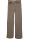 Prada Printed Belt Technical Wool Pants In Brown