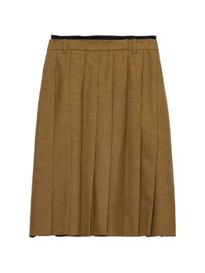 Prada Hopsack Midi-skirt In Brown