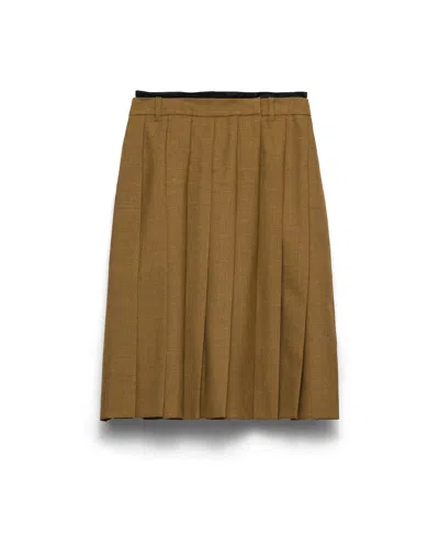 Prada Hopsack Midi-skirt In Cinnamon