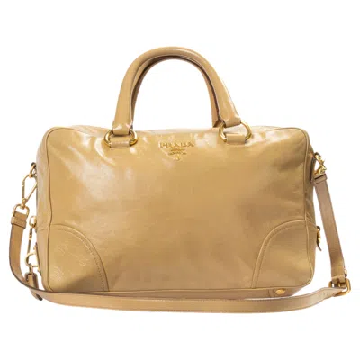 Pre-owned Prada Horizontal Medium Beige Tote In Brown