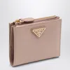 Prada Triangle Logo Saffiano Leather Zip Wallet In Pink
