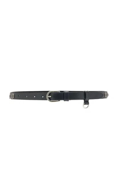 Prada Horseshoe Buckle Leather Belt In Black