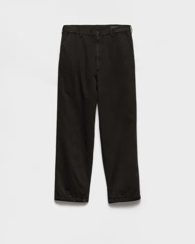Prada Cotton Pants In Black