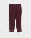 Prada Piped-trim Cotton Trousers In Brown