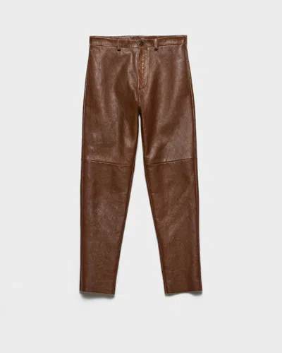 Prada Nappa Leather Pants In Brown