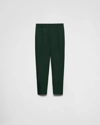 Prada Poplin Pants In Green