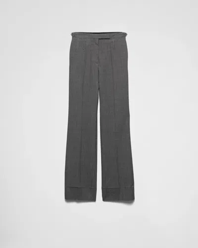 Prada Technical Wool Pants With Belt In Schiefergrau
