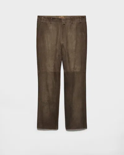 Prada Hose Aus Wildleder In Brown
