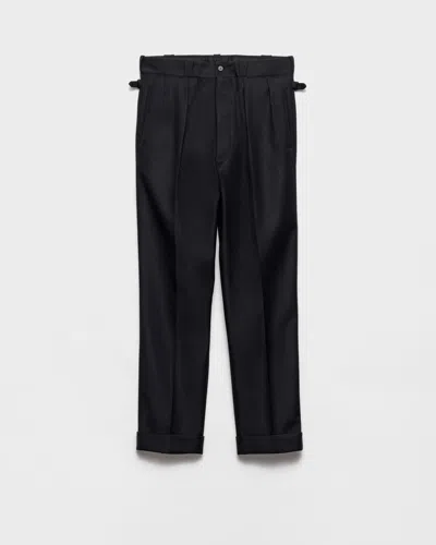 Prada Wool Blend Pants In Black