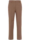 Prada Houndstooth-check Wool Trousers In Brown