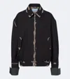 Prada Houndstooth Devoré Cotton Blouson Jacket In Black