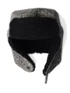 Prada Houndstooth Fleece-trapper Hat In Black