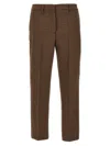 Prada Houndstooth Virgin Wool Trousers In Brown