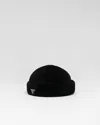 Prada Shearling Hat In Black