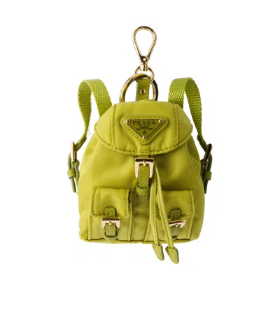 Prada Mini Icon Re-nylon Bag Charm In Fern Green