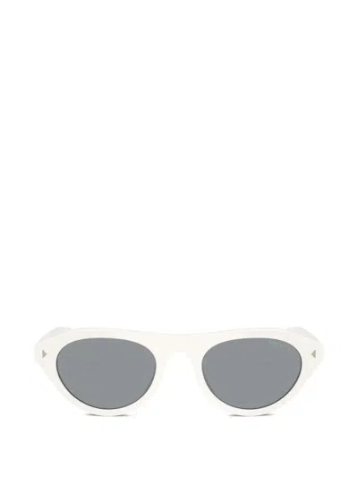 Prada Iconic Metal-plate Sunglasses In White