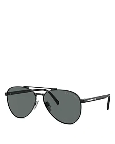 Prada Iconic Plaque Aviator Sunglasses, 61mm In Gray