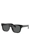 Prada Iconic Plaque Rectangular Sunglasses, 55mm In Black/gray Solid