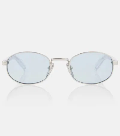 Prada Runde Sonnenbrille Iconic Plaque In Silber