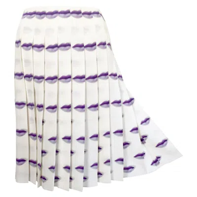 Pre-owned Prada Iconic  Purple Lip Print Pleated Skirt Runway, Spring 2000