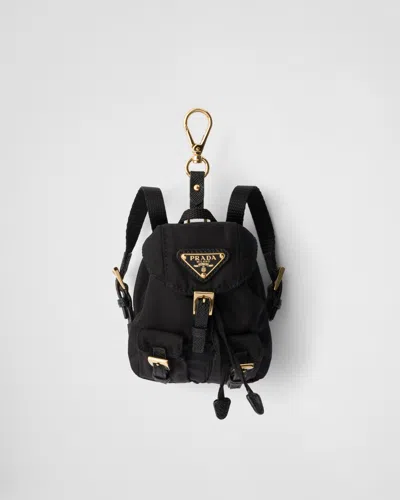 Prada Mini Icon Re-nylon Bag Charm In Black