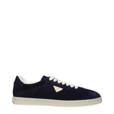 Prada Sneakers Uomo Camoscio Blu In Blue