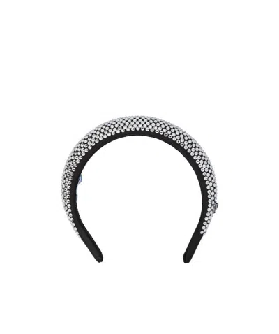 PRADA IMITATION CRYSTAL DECORATION LOGO HEADBAND
