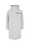 Prada Nylon Hooded Puffer With Elasticated Cuffs In White