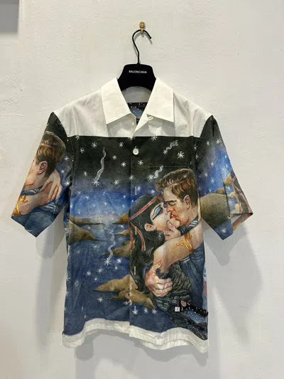 Pre-owned Prada Impossible True Love Bowling Shirt In White