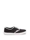 Prada Lace Up Sneakers Contrast Trim Rubber Sole In Black