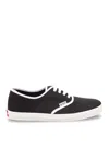 Prada Lace Up Sneakers Contrast Trim Rubber Sole In Black
