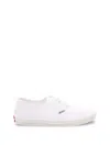 Prada Drill Fabric Low Top Lace Up Sneakers In White