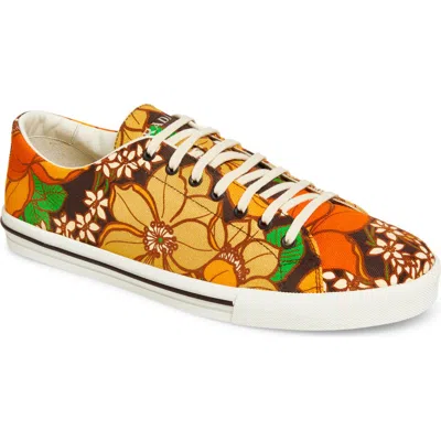 Prada Imprint Floral Sneaker In Brown