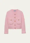 Prada Womens Pink Button-embellished Boxy-fit Cashmere Cardigan In F0028 Rosa