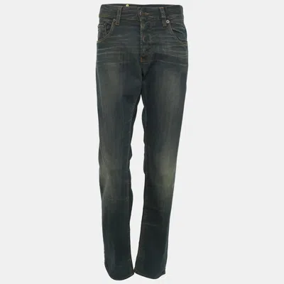 Pre-owned Prada Indigo Blue Washed Denim Tapered Fit Jeans M