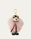 Prada Ines Shearling Bear Bag Charm In F0cky Bianco Orchidea