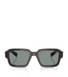 Prada 0pr 02zs Bold Rectangular Tortoiseshell Sunglasses In Black