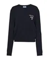 Prada Intarsia-knit Cashmere-silk Jumper In Navy Blue,