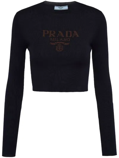 PRADA INTARSIA-KNITTED LOGO TOP